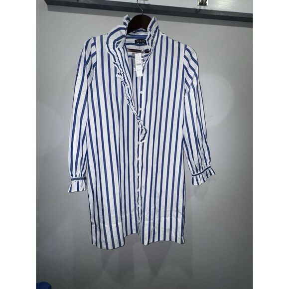 J Crew Dress Womens Cottage Shirt Dress Striped 100% Cotton Poplin NWT‎ Sz 10 - Picture 5 of 16
